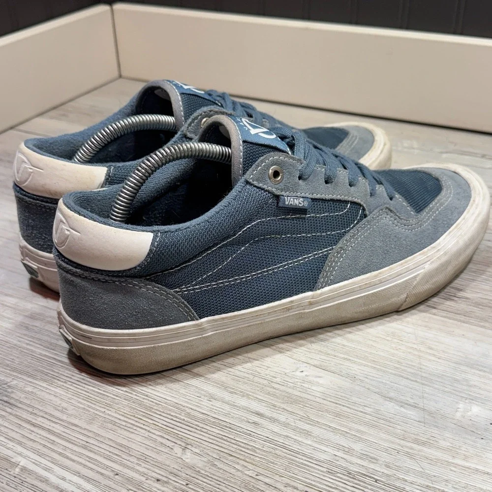 Vans Rowan Zorilla Blue White Suede Canvas Low Top Skate Shoes Mens Size 10.5